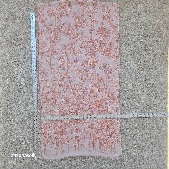 Vintage Echo Oblong Scarf Floral Outline 70's Vibes - Picture 6 of 10